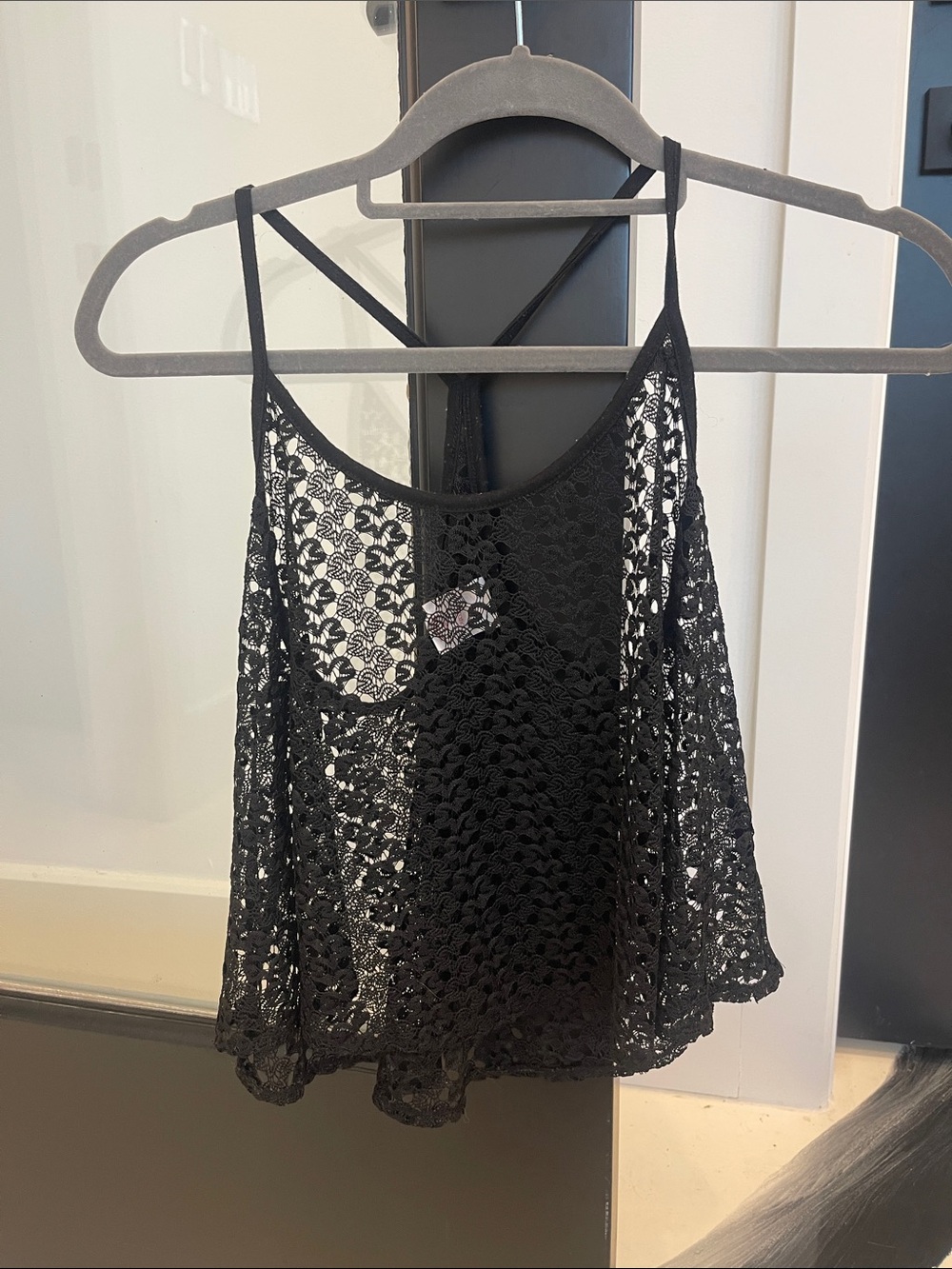 Xhilaration Black Crochet Lace Camisole Tank Top